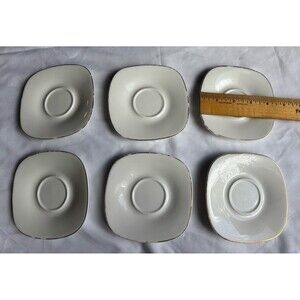 A Set Of  6 Vintage Porcelain & Gold Rimmed Tea Cup Saucers Made In P. R. C.